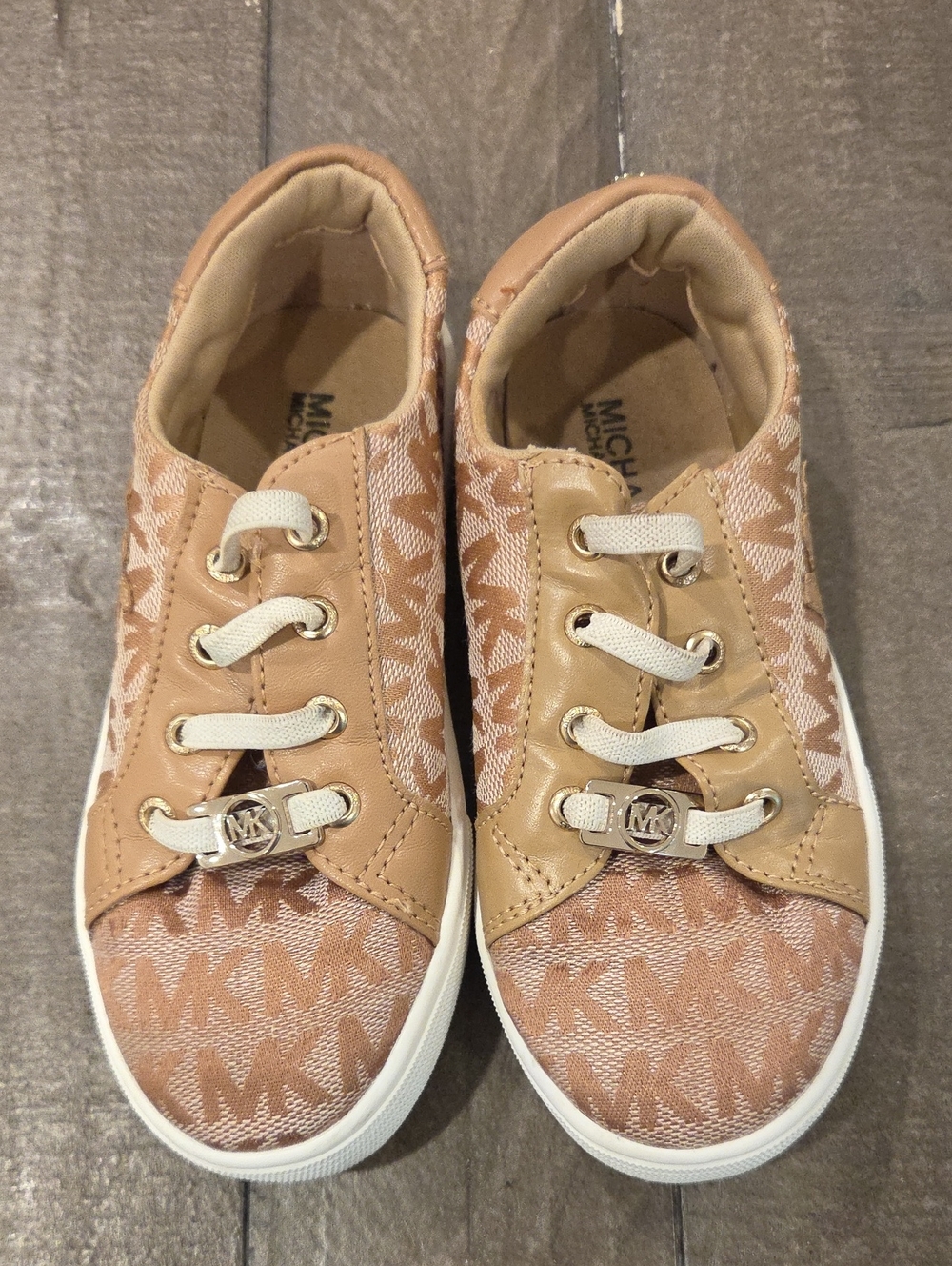 Michael Kors Kids Tan Logo-Print Slip-On Sneakers 10